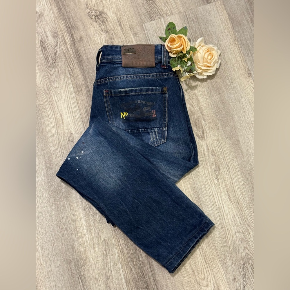 DSQUARED2 Women's Dark Blue Straight Leg Jeans with Back Embroidery